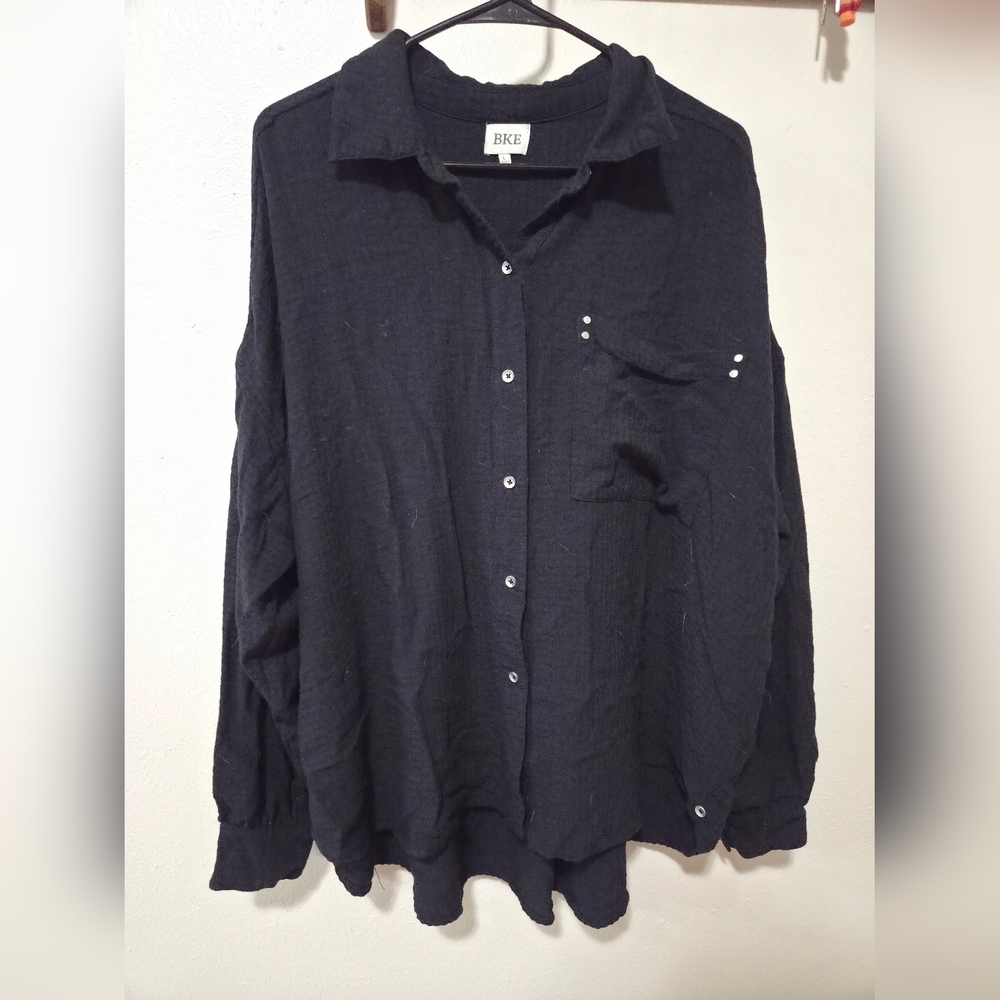 BKE Casual Black Button Down Shirt - Picture 3 of 4